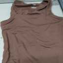 Trendy Queen Double Lined Square Neck Crop Top Women Teen Girls Buttery-Soft Sleeveless Basic Aesthetic Going Out Tank Top (Brown, M)