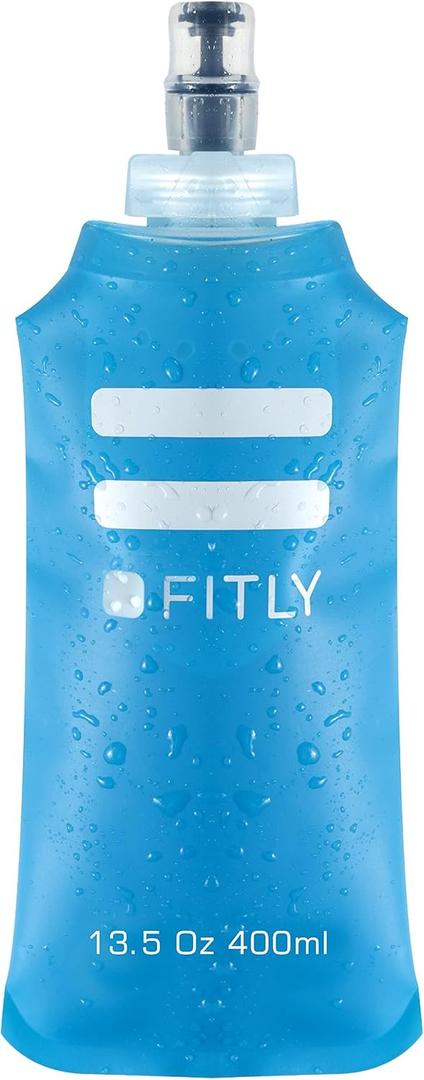 Soft Flask - Shrink As You Drink Soft Water Bottle for Hydration Pack - Folding Water Bottle Ideal for Running, Hiking, Cycling, Climbing & Rigorous Activity (13.5 Ounces, Blue)