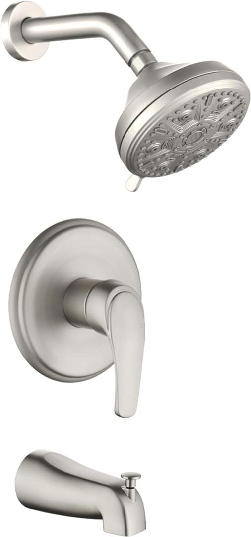 Tub Shower Faucet Combo Set Bathtub Faucet Set Shower System with Tub Spout Shower Tub Kit Shower Valve and Trim Kit Shower Fixtures Brushed Nickel