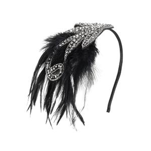 BABEYOND 1920s Flapper Headband Accessories Roaring 20s Feather Hair Band Vintage Gatsby Party Accessories (Silver)