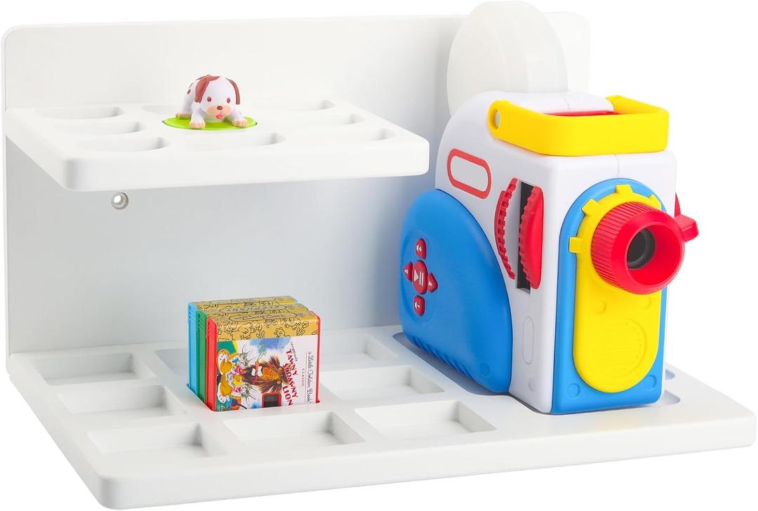 Taladad Wall Shelf Compatible with Little Tikes for Story Dream Machine Books Starter Set, for Little Tikes for Storytime Audio Play Real for Littles Character Storage Floating Shelves Blue (White)