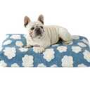 Lesure Cute Dog Beds Medium Size Dog-Thick Shredded Chopped Foam Pet Bed Indoor with Removable Washable Cover, Modern Fuzzy Plush & Anti Slip Bottom, Blue 30.0"L x 20.0"W x 4.0"Th