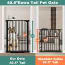 40.5" Extra Tall Baby Gate, 29.6"-32.5" Extra Wide Dog Pet Gate Pressure Mounted, Puppy Dog Proof Indoor Barrier, No Drill Safety Child Gate for Stairs 1.37" Narrow Space Metal Black Gate