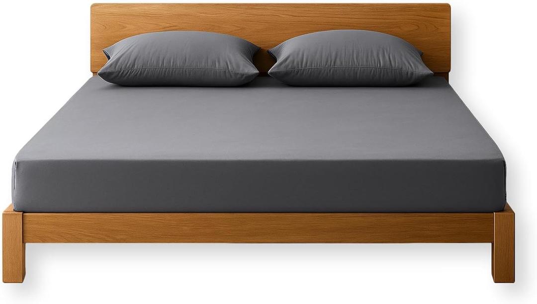 Grounding Sheet, Fitted King Size, Organic Cotton and Conductive Silver, Earth Connected Sheets for Improved Sleep, Pain Relief, Wellness. 78"x 80"x15", Gray Sheets with 15 Ft Grounding Cord