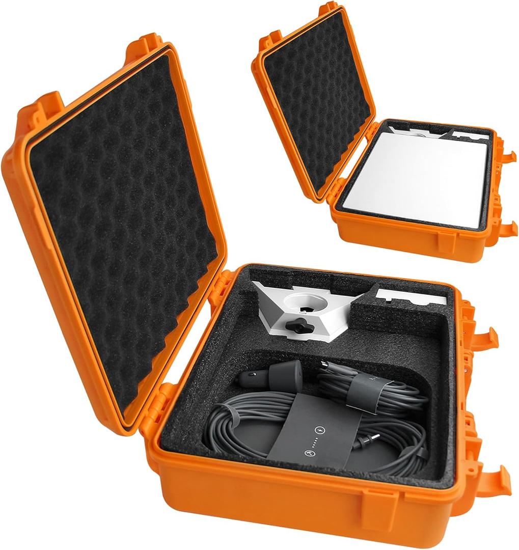 Waterproof Hard Case for Starlink Mini Dish, With Pre-cut Custom Foam, Orange