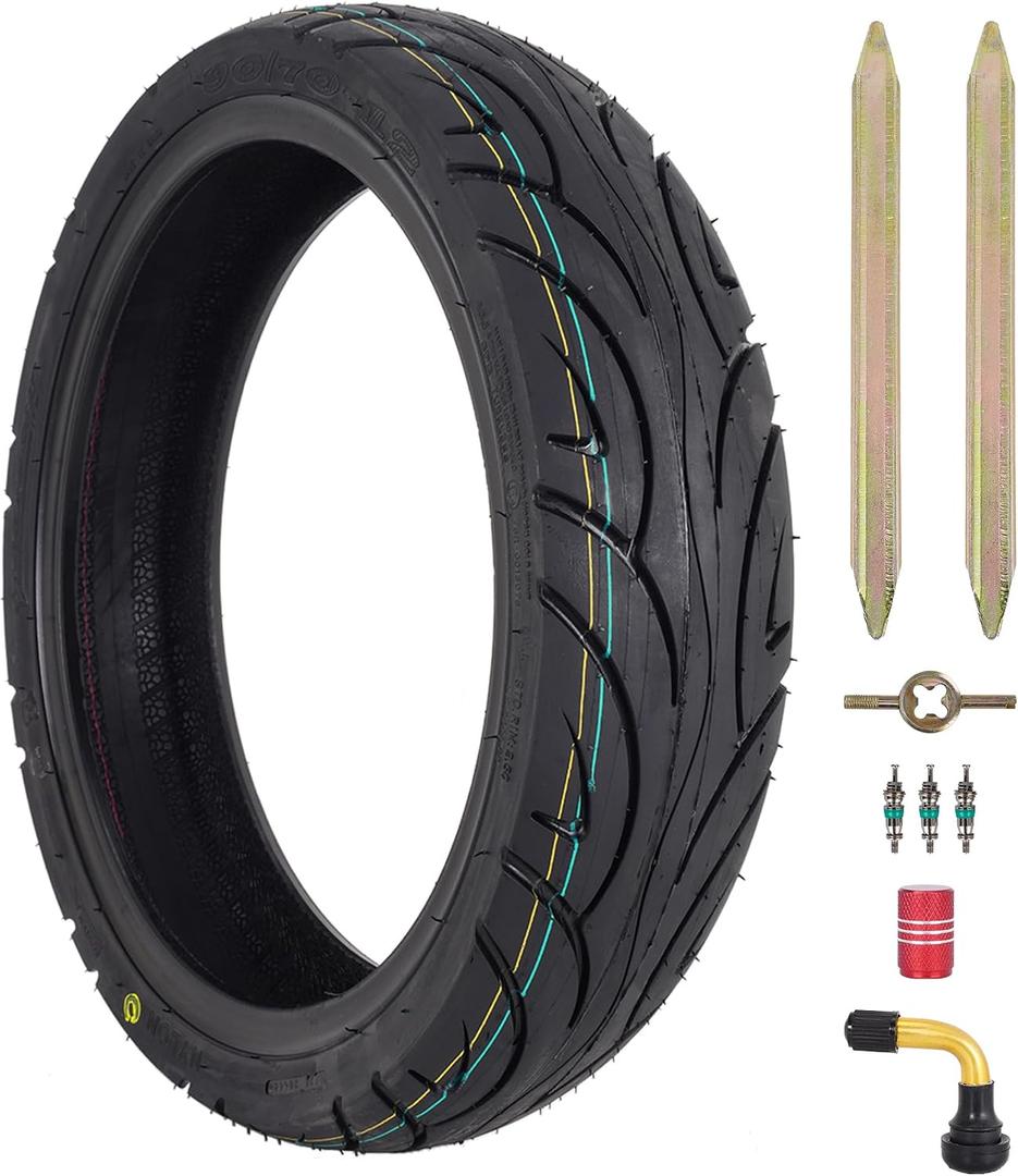 90/70-12 Scooter Tubeless Tire - 90 70-12 Scooter Tire - Rear/Front Wheel Replacement - Pneumatic Tire/TL - 43 J - 6PR - 1 Pack