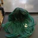 Medium Length Layered Wigs Black with Blue Highlight wigs Layered wig with bangs Synthetic wig for white Women (Black blue mixed)