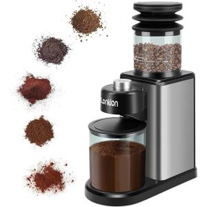 Coffee Grinder, Lonkion Conical Burr Coffee Grinder with 25 Grind Settings for 12 Cups, Home Use, Big Capacity Design, Stainless Steel
