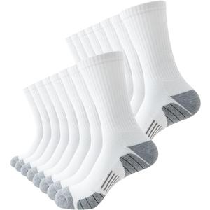 JOYNE 8 Pairs Mens Athletic Crew Socks Cushion Running Work Breathable Outdoor Socks for Men (White)