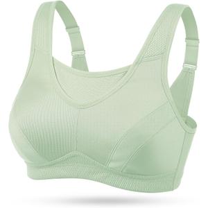 Wingslove High Impact Sports Bras for Women Plus Size Non Padded Wirefree Workout Bra Bounce Control, 48C (Green)