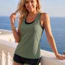 Aleumdr Womens Athletic 3 Piece Tankini Swimsuits with Shorts Swim Tank Tops with Sports Bra and Boyshorts Bathing Suits (M)