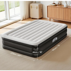 Air Mattress Twin with Built-in Pump 18", Comfortable Self-Inflating Air Mattress with High-Speed Pump, Durable Blow Up Mattress Twin with Storage Bag for Guests, Camping, Travel
