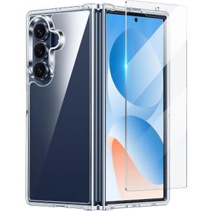 2 x FNTCASE for Samsung Galaxy Z-Fold-7 Case: Military Grade Drop Protection Anti Yellowing Cell Phone Cover - Rugged Shockproof Protective Bumper Clear Phonecase
