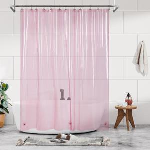 Barossa Design Shower Curtain Liner - Premium Clear Pink PEVA Shower Liner with 3 Magnets and Metal Grommets, Waterproof Lightweight Plastic Standard Size Bathroom Curtains - Translucent Pink (72"W x 72"L (Pack of 1))