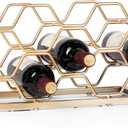 Countertop Bottle Rack - 10 Bottle Freestanding Modern Gold Metal Small Bottle Rack - Tabletop Bottle Holder Stand for Cabinet, Pantry, Bottle Storage