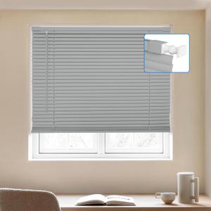 MYshade No-Drill Cordless Horizontal Mini Blinds  34" W x 64" H Tool-Free Inside Mount Window Blinds with 1" Vinyl Slats, Light Filtering & Privacy, Child & Pet Safe, Gray