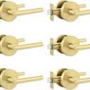 Goldenwarm Brushed Gold Lever Passage Door Handles, Zinc-Alloy Heavy Duty Gold Hall and Closet Door Handle, Lever Door Handles, Passage Door Hardware for Hallways and Closets (6 Pack)