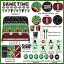 Football Party Supplies Kit Serve 24,Touchdown Plates,Napkins,Tablecloth,Banner,Balloon Football Birthday Party Decorations Tableware Set for Game Day Tailgate Decor