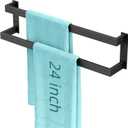 Double Towel Bar, 24Inch Towel Rack for Bathroom,Towel Holder Wall Mounted, Double Towel Rod Towel Rail Hanger for Wall, Kitchen (Matte Black)