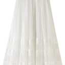 Women's Tulle Skirt Elastic High Waist Tiered Layered Mesh Skirt Ballet Prom Party Tulle Tutu A-line Midi Skirts Lace Floral Trim, Size S