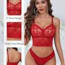 Avidlove Lingerie Sets for Women Sexy Sheer Lace Pajamas Bra and Panty Sets 2 Piece Nightwear (Red)