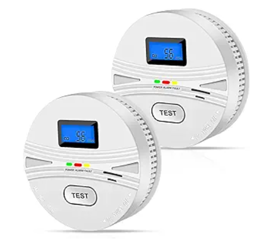 2 Pack Smoke and Carbon Monoxide Detector,Smoke Detector Carbon Monoxide Detector Combo with Batteries,Fire Alarm Smoke Detector with Test Button and Digital Display