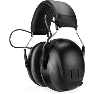 Bluetooth 5.4 Hearing Protection with 120H Working Time, 30dB Safety Earmuffs, Rechargeable Ear Protection Headphones with Mic for Mowing, Workshops, Construction, Snowblowing, Black