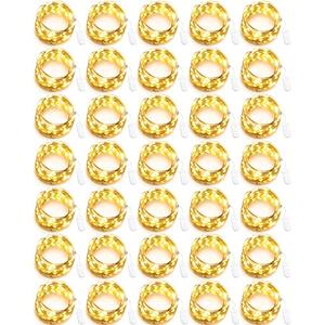 Riakrum 50 Pack Fairy Lights Battery Operated [3 Styles], 7ft 20 LED String Lights Bulk Waterproof String for Christmas Mason Jars Wedding Engagement Party Decorations Table Centerpiece(Warm White)