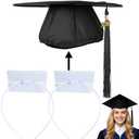 OCQOTAT 2 Pack Graduation Cap Headband, Grad Cap Insert with Hook & Loop or EVA Foam Sticker, Secure Your Graduation Cap and Hairstyle, Essential Hat Accessory for Graduates,Students, Girls,Clear