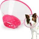 Pet Cone Recovery Dog Cone Adjustable Dog Collar Clear Padded Collar with Breathable Soft Edge, Plastic Puppy Cone Protect The Neck Surgery Recovery, Designed for Cats and Puppies (Large, Pink)