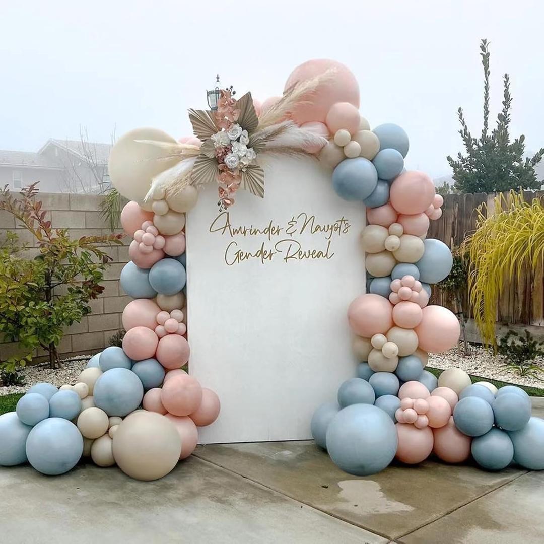 Gender Reveal Balloons Garland Kit, 124pcs Dusty Pink and Dusty Blue Sand White Balloons for Gender Reveal Birthday Bridal Shower Party Decoration Gender Reveal Balloons Garland Kit, 124pcs Dusty Pink and Dusty Blue Sand White Balloons for Gender Reveal Birthday Bridal Shower Party Decoration
