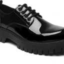 Men's Leather Lace Up Platform Oxfords Round Toe Chunky Heel Lug Sole Heightening Soft Bottom Derby Casual Shoes Classic Work Office Business Dress Shoes (Black)