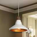 KSANA Pendant Light Kitchen Island, White and Gold Pendant Light Fixture with Metal Shade Modern Pendant Lighting for Kitchen Dining Room Hallway