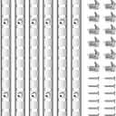 6 Pcs 36 Inch Shelf Pilaster Adjustable Shelf Brackets Stainless Steel Mortise Mount Pilaster Strip Standards with 12 Shelf Clips and Screws for Wall Shelving System Closet Organization Storage