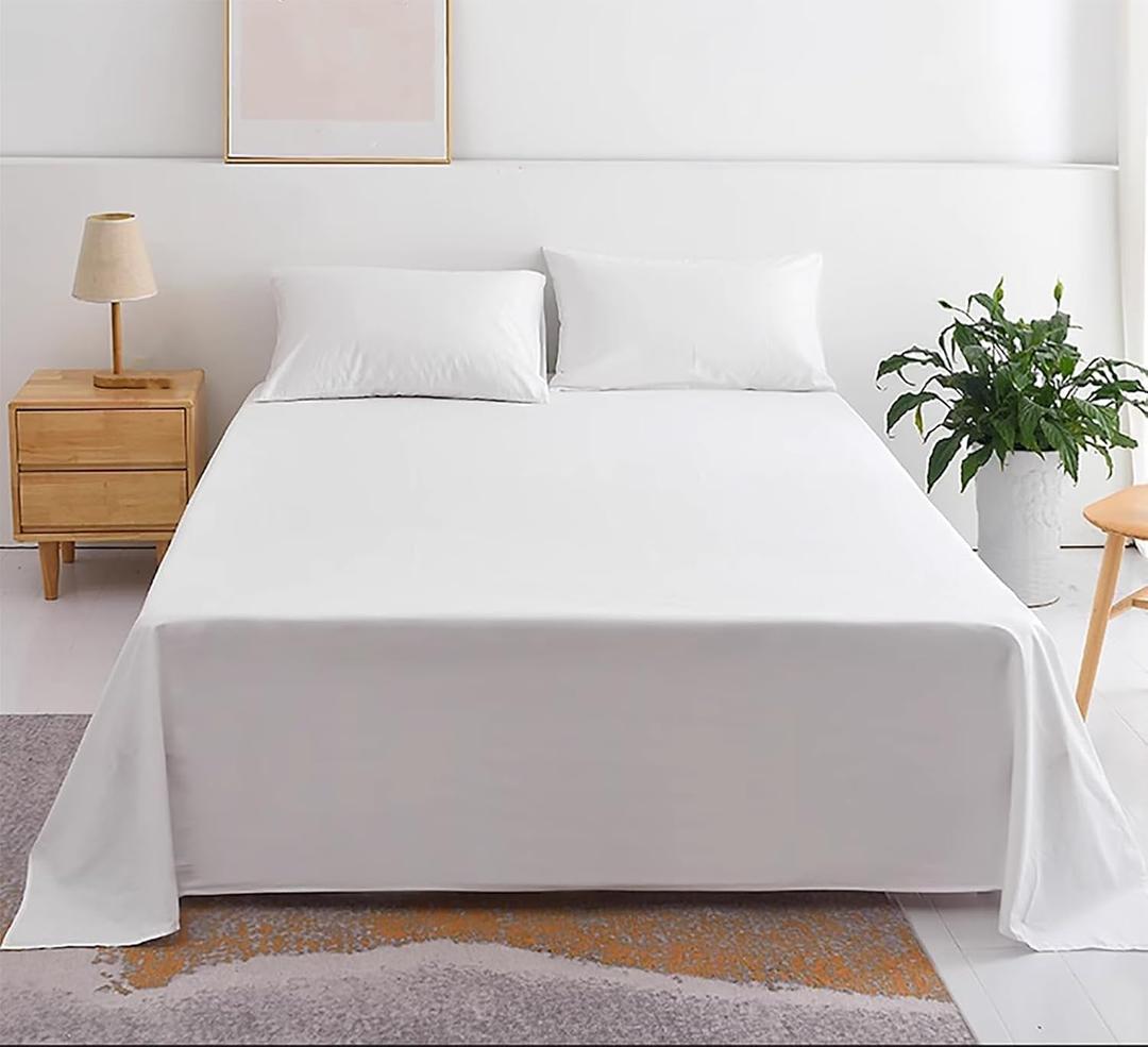 Waterproof Bed Flat Sheet Cotton Reusable Washable Mattress Protector Sheet Outdoor Furniture Cover for Bedding,Couch,Hotel, Nursing Homes Size 63" X 90". (White,Twin)