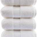 Maisonette Loft Egyptian Cotton Turkish Bath Towels - Soft, Absorbent - Ideal Quick Dry Large Luxury Bathroom Towel Set for Shower (30" x 58", 4 Pack) - White