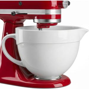 5 QT Ceramic Mixer Bowl Compatible with KitchenAid Tilt-Head Stand Mixers 4.5-5 Quart, Food-Grade Polished Mixing Bowl with Anti-slip Handle & Secure Locking Clasp, Microwave & Oven Safe