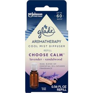 Glade Aromatherapy Cool Mist Oil Diffuser Refill, Choose Calm, Lavender + Sandalwood, 0.56 fl oz (1 Refill)