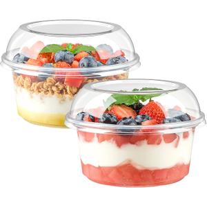 50 Pack 12 oz Plastic Dessert Cups with Lids, Clear Disposable Snack Bowls for Yogurt Parfait, Cake, Fruit, Salad, Acai Bowls