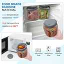 Airtight Silicone Food Storage Containers Set - Leakproof Food Canister Jars of 2 with Vent Lid,Handle for Outdoor,Safe Foldable Reusable,Salad Freezer Storage Container,Dishwash Micro Safe,Gray