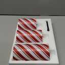 Red Stripe Flameless Pillar Candles with Timer, Real Wax Flickering Battery Operated Candles for Christmas Holiday Home Decor, Set of 3 (D3 x H4 5" 6")