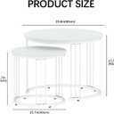 Garden 4 you Nesting Coffee Table, 23.6" Round Coffee Table Set of 2, Wooden Nesting Table with Metal Frame, Ceter Tables for Living Room Bedroom Balcony, White, 23.6 inches x 23.6 inches x 19.7 inches