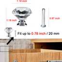 YourGift 12 Pack Drawer Knobs Diamond Shaped Crystal Glass 30mm Cabinet Knobs Pull Handles (Silver)