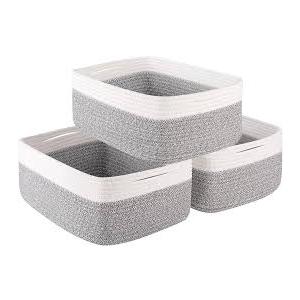 MiniArk Storage Baskets or Organizing | Closet Organizer Bins | Shelf Toy Basket | Woven Rope Baskets | Cube Decorative Box 2 pack