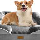 Spotted Play Orthopedic Dog Bed with Sides - Dog Sofa Beds for Medium Dogs, Supportive Foam Pet Couch Bed with Washable Removable Cover, Waterproof Lining and Non-Slip Bottom, Grey - M