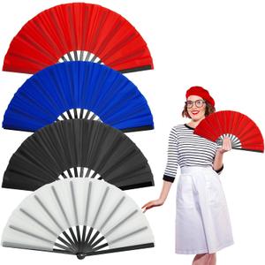 4 Pcs Boots on The Ground Hand Fan, Multi-color Boots on The Ground Fan, Large Rave Fan, Clap Fans for Line Dancing, Hand Fans for Women Foldable, Concerts, Church, Party, Performance, Gift,Wedding (blue white black red)