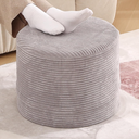 LITA Round Stuffed Pouf Ottoman, Velvet Poufs with High-Density Foam Filling and Washable Cover, Furry and Fluffy Bean Bag Foot Stools Ottoman for Living Room, Bedroom, Office, Grey