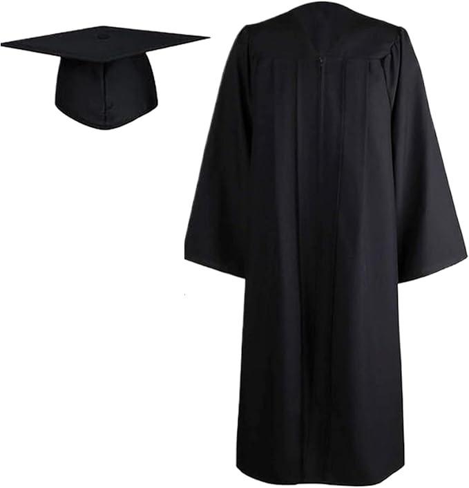 Unisex Adult Matte Graduation Gown and Cap (no tassle) Set 2026 for High School Bachelor Choir Robes Pulpit Robe Pastor and Halloween, Size 39"