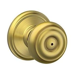 SCHLAGE F40 GEO 608 Georgian Knob Bed and Bath, Satin Brass (Privacy)