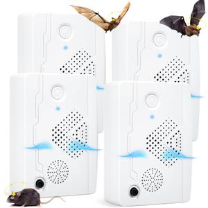 Jahy2Tech Ultrasonic Bat Repellent 4 Pack for Attics, Garages and Barns | 6-Mode Rechargeable Ultrasonic Bat Deterrent with USB Power for Attics, Garages, Barns, Crawl Spaces and Covered Eaves